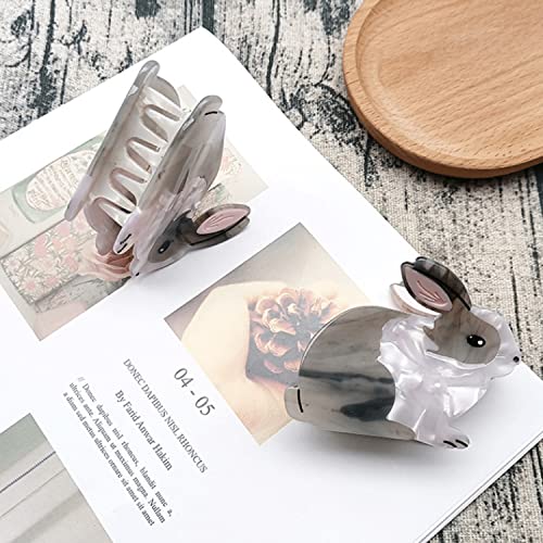 Cute Grey Bunny Hair Clips,Cellulose Acetate Hair Clips,Small Hair Clips For Girl,Hair Accessories #TOP6