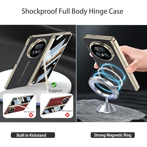 Coque Honor Magic V5 en cuir luxe rouge avec charnière magnétique protectrice