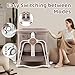 suihuooo 4 in 1 Baby Bassinet Bedside Sleeper, Rocking Baby Crib with Lockable Wheels, Storage, Mosquito Net and Matress Included, 7 Level Adjustable Bedside Bassinet for Baby Newborn(Khaki)