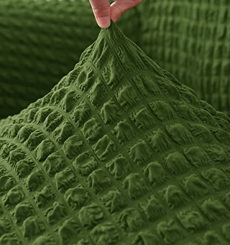 Image of House of Quirk Turkish Bubble Frill 280 GSM Sofa Slipcovers, Durable Washable Universal Triple Seater High Elastic Furniture Protector (Green, 185-230cm)