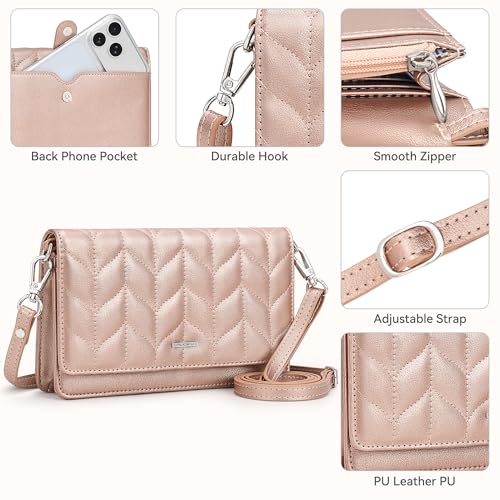 Image of nuoku Women Small Crossbody Bag Cellphone Purse Wallet with RFID Card Slots 2 Straps Wristlet