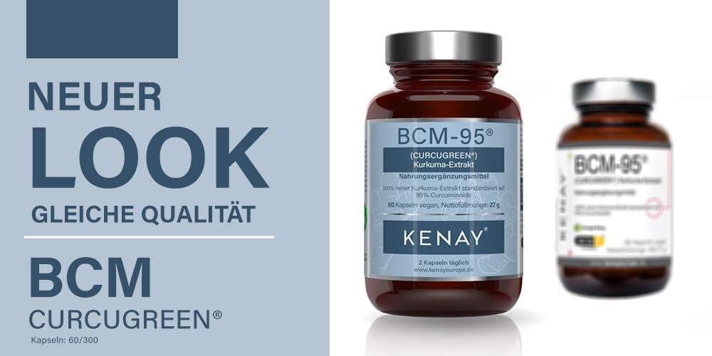 BCM-95® (Curcugreen®) Kurkuma-Extrakt - 750mg pro Tagesdosis - pflanzliche Kapsel - Vegan - Ohne Magnesiumstearat - 60 Kapseln KENAY EUROPE