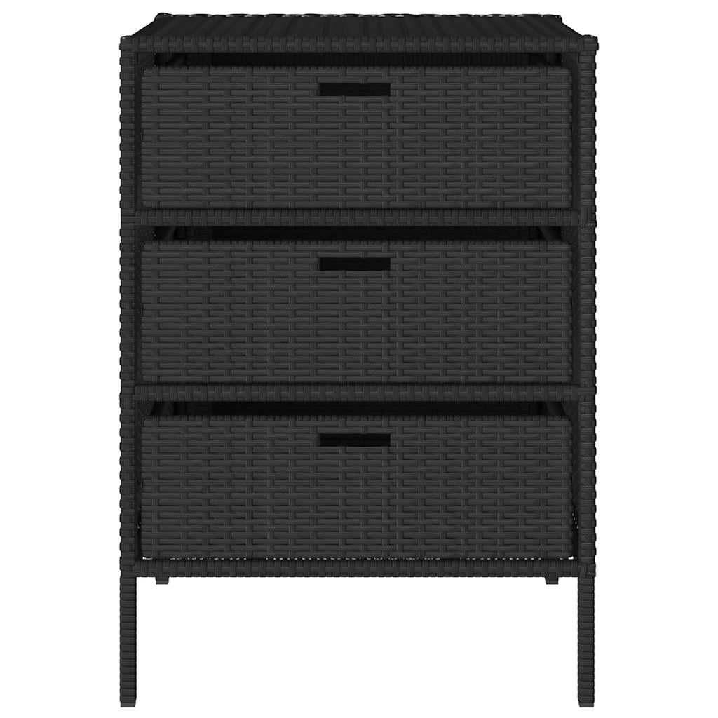 vidaXL Gartenschrank, Geräteschrank mit viel Stauraum, Beistellschrank Schrank mit Türen, Balkonschrank Terrassenschrank, Schwarz Poly Rattan