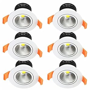 FunBegin Spot Led Encastrable Salle Bain IP44 Etanche Pour Douche Spote de Cache Blanc Encastré Plafond Orientable Dimmable Eclairage 220v Extra Transformateur 7W 6000k Lumière Blanche Froid（6 Pack）
