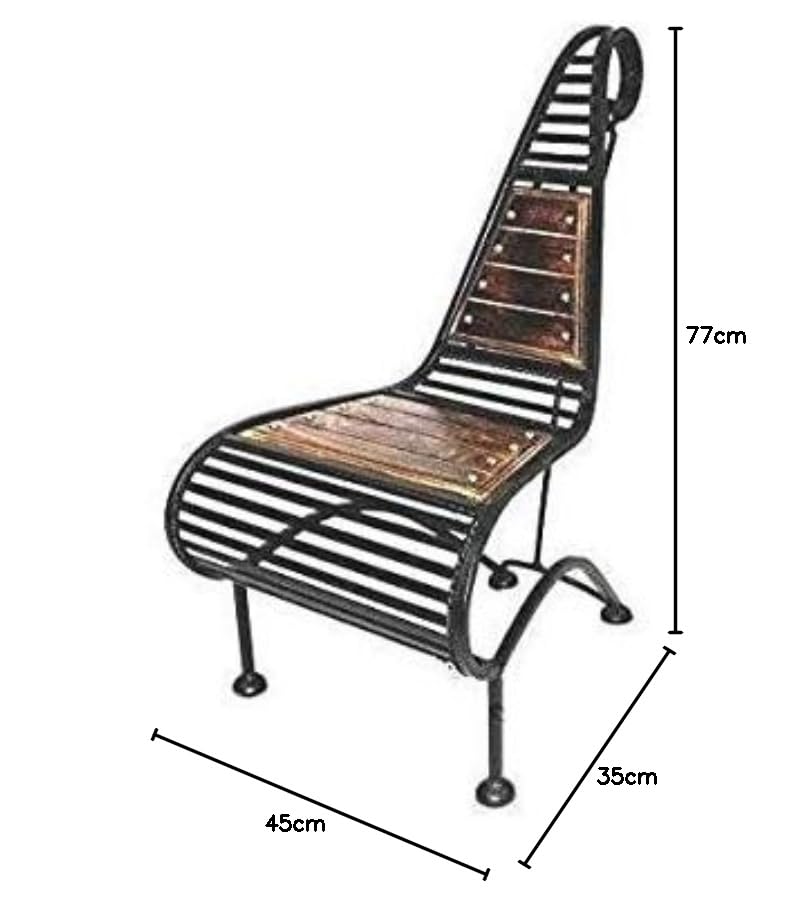 Image of Wood & Wrought Iron Patio Furniture Set Garden & Outdoor /Indoor Furniture (Single Chair - Style 5)
