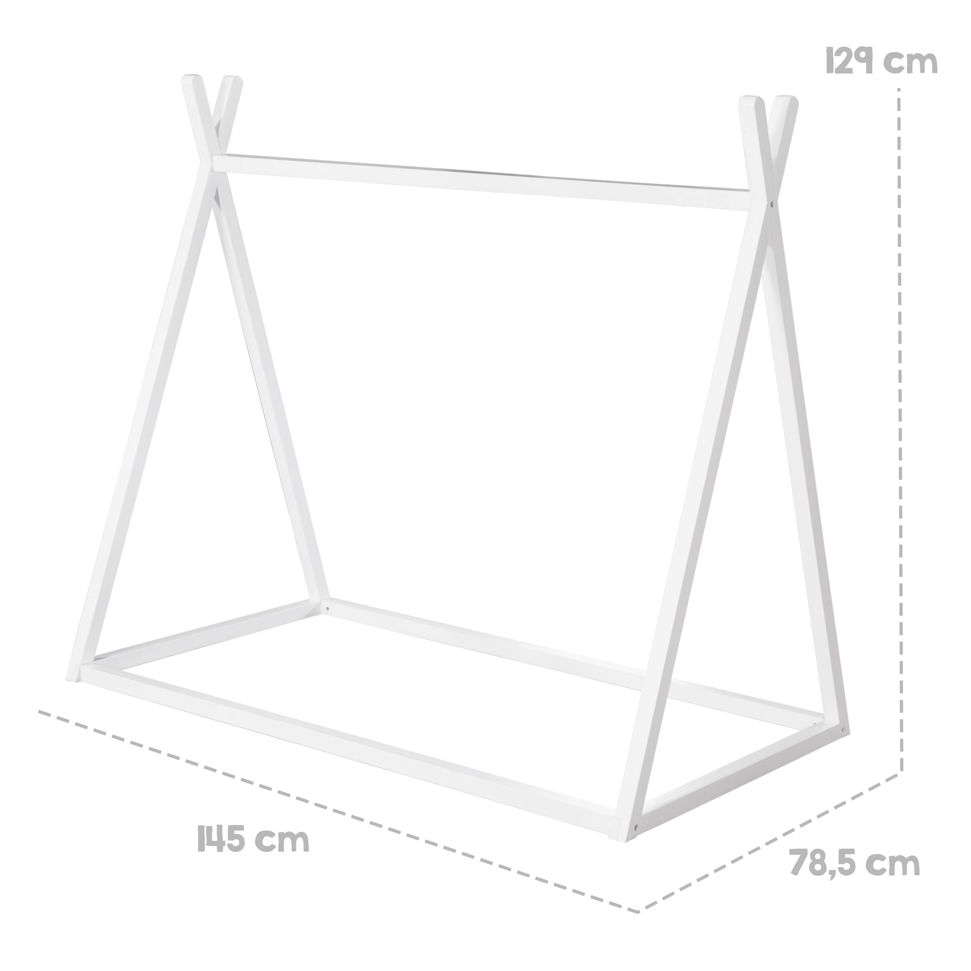 roba Tipibett 70 x 140 cm in Zeltform - Kinderbett nach Montessori Prinzip - FSC zertifiziertes Holz - Babybett zum Spielen, Lesen & Kuscheln - Weiß lackiert