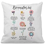 Mental Health Boundaries Sound Like Throw Pillow Case 18″×18″,Inspiring Floral Decorative Cushion Cover for School Dorm Therapy Office Consultor Room,Mental Therapy Gifts for Women Girls Teens