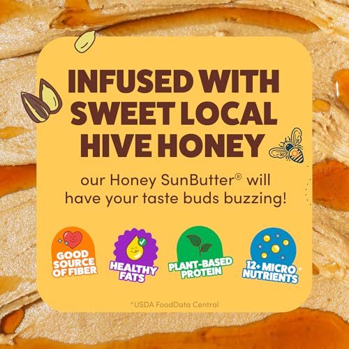 Image of SunButter Honey Sunflower Seed Butter, 16 oz Nut-Free Spread with 5g Plant-Based Protein, Roasted Rich & Savory Flavor, Smooth Texture | Vegan & Kosher