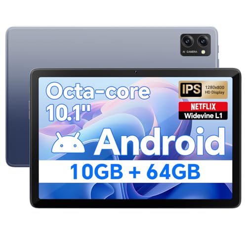 Tablette Android 10,1 pouces avec processeur Octa-Core et batterie 6000 mAh grise