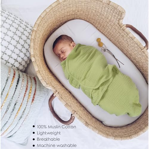 Image of Organic Ultra Soft Muslin Baby Swaddles for Newborn Babies, 3-Pack Adjustable Infant Sleep Sack wrap (Vitality Style, 0-3 Months)