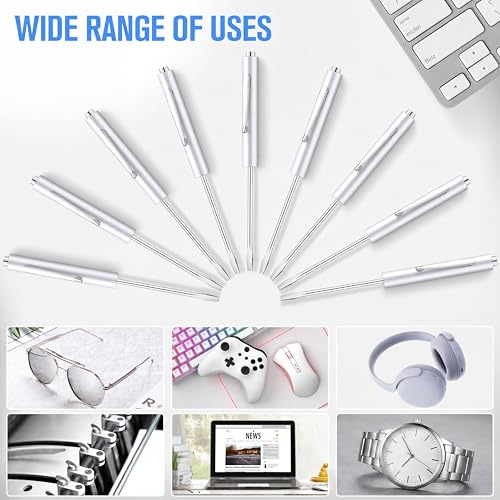 Image of Honoson 10 Pieces Pocket Screwdriver Mini Tops and Pocket Clips Magnetic Slotted Small Screw Driver with a Single Blade Head for Mechanical, Electrician(White)