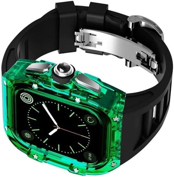 Bracelet de montre transparent en caoutchouc pour Apple Watch SE 45mm 44mm rigide