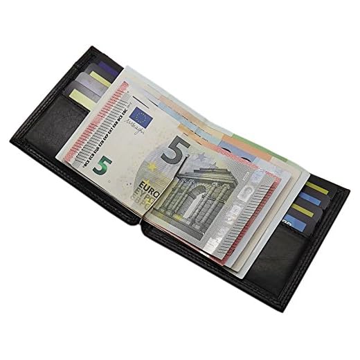 myledershop Echt Leder Dollarclip Geldbörse/Geldbeutel/Portemonnaie/Portmonaise/Geldtasche/Portmonee mit Geldklammer in Vegetabil Gegerbtem Rinderleder MJ-Design-Germany in Schwarz