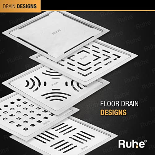 Image of Ruhe Exclusive Emerald Floor Drainer /Jali | 304-Grade Stainless Steel Floor Drain- Emerald Exclusive Square Flat Cut (6x6 inches) with Cockroach Trap /Jali