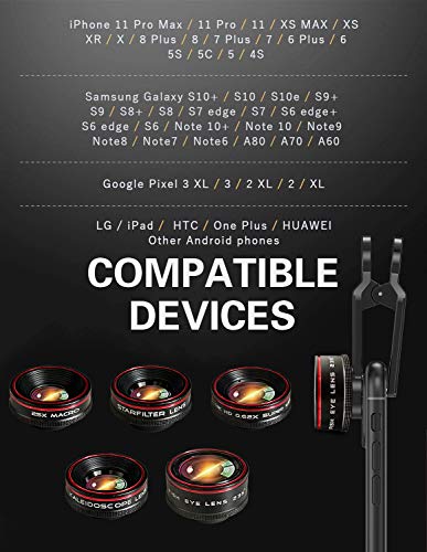 Phone Camera Lens Kit 10 in 1 for iPhone Samsung Pixel