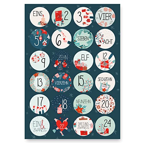 Adventskalender Aufkleber (Zahlen 1-24) - Sticker für Kalender...