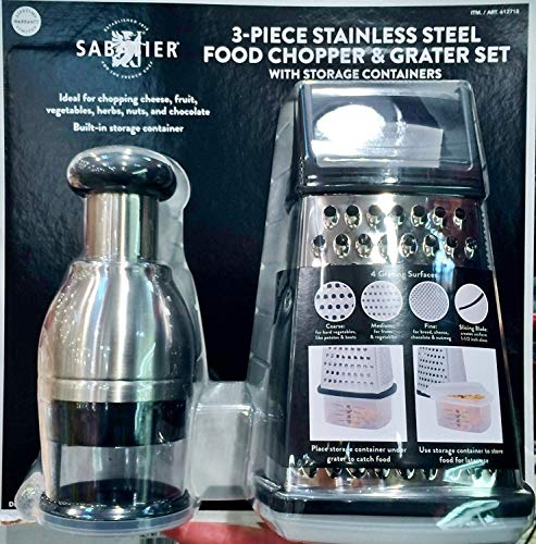 Sabatier 3 Piece Stainless Steel Food Chopper & Grater Set Sturdy, Strong & Durable