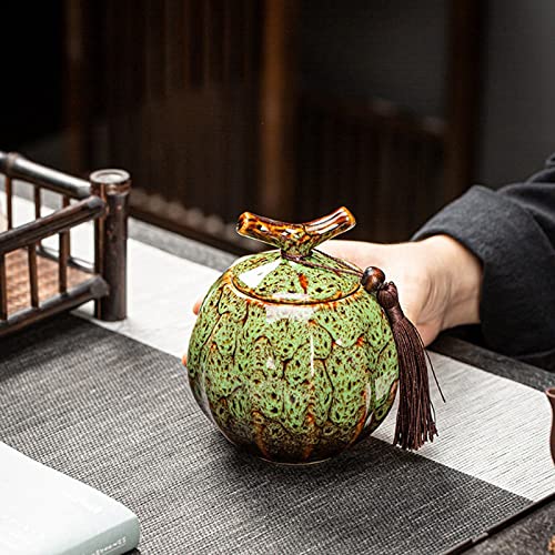 Pojemnik na herbatę. Ceramiczny słój na herbatę, herbata w stylu dyni ceramiczna beczka na herbatę czarna herbata uszczelniony zbiornik zbiornik do przechowywania herbata Puer ceramiczna hermetyczna(U