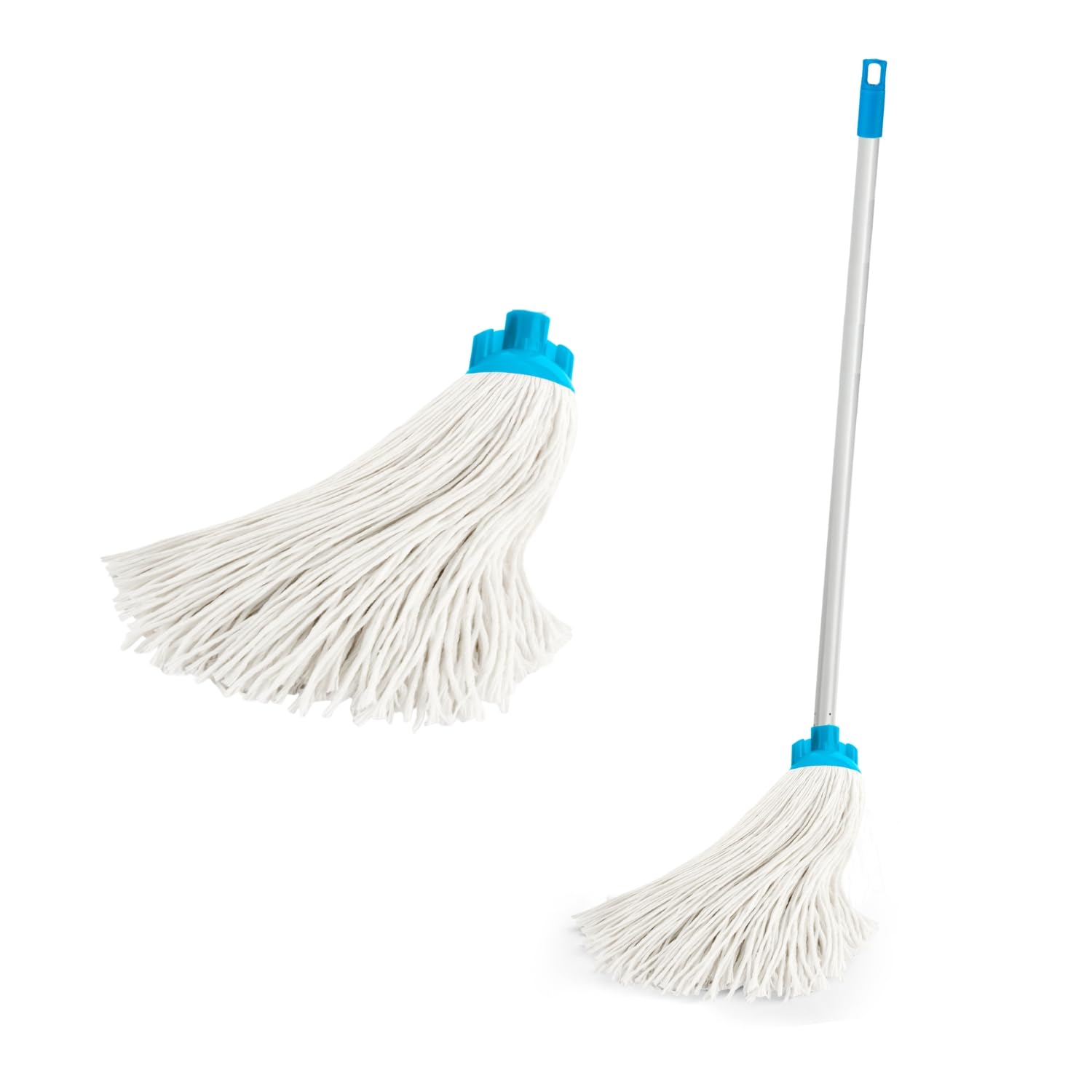 Homeshopa.com White Homeshopa Cotton Floor Mops, Super Absorbent Cotton Mop Head With Strong Handle, Floor Cleaning Mop For Home, Office And Commercial Use, Washable & Reusable