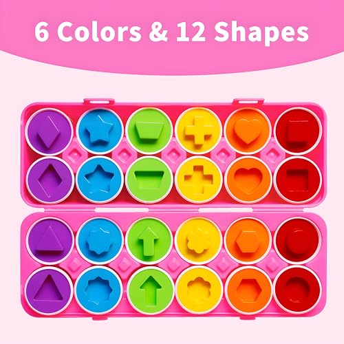 Image of MOONTOY Egg Toy 12 Pieces - Montessori Learning Toy for Toddlers from 1 Year, Motor Skills Game for Colour & Shape Recognition, Sorting Game for Children, Educational Toy for Christmas, Children's Day