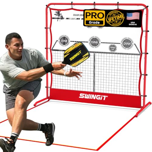 6x6FT Pickleball Rebounder Practice Net with Mini Court Design - Portable Solo Training System for Forehands Dinks & Volleys Indoor Outdoor Backyard Driveway Use with Carry Bag