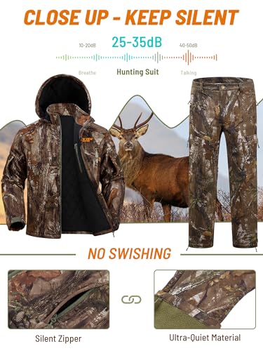 Image of NEW VIEW Insulated Hunting Clothes for Men Cold Weather, Warm Camo Hunting Jacket and Pants, Hunting Suit for Deer Duck Hunts