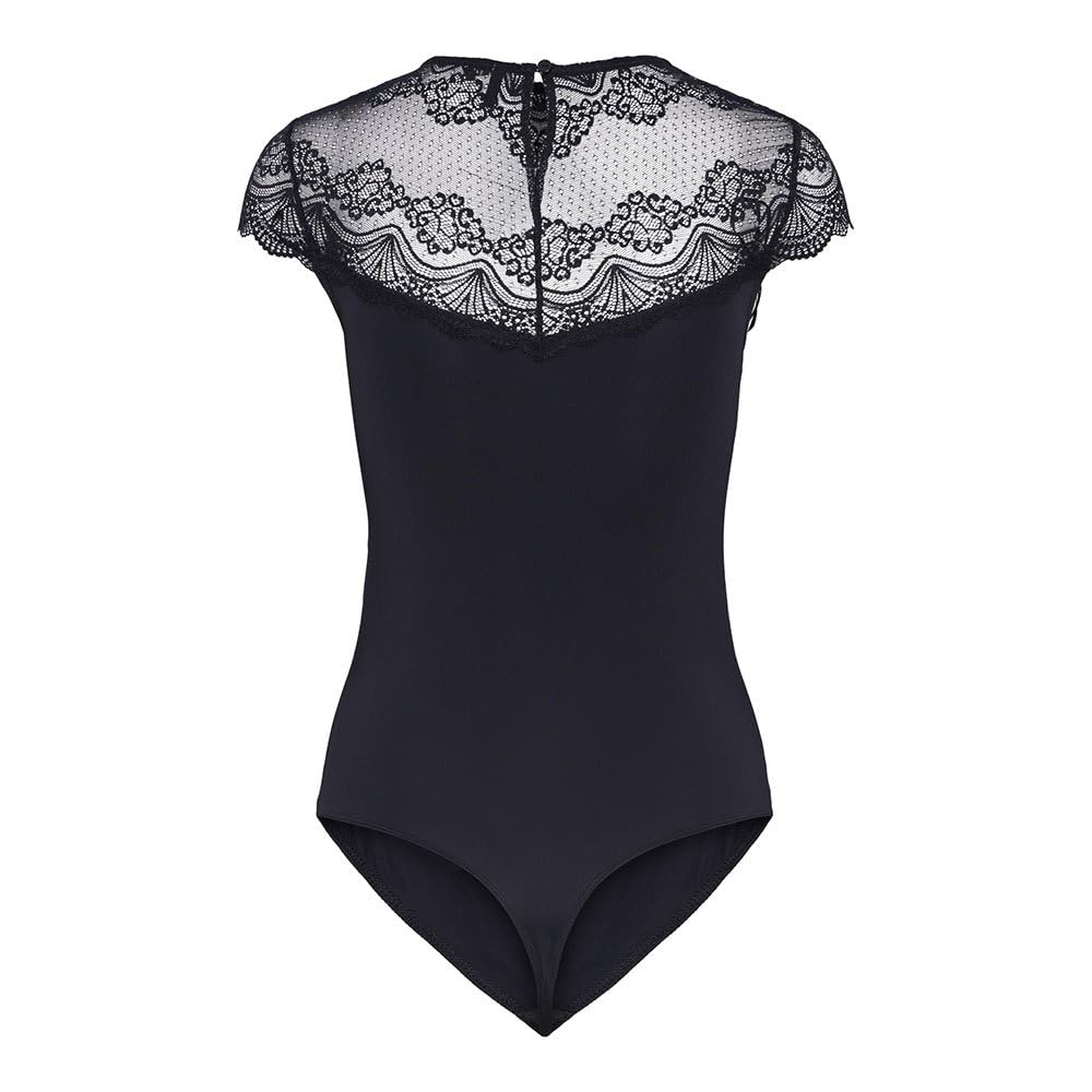 PIECES Women's Pcsinna Ss Bodystocking Noos Body, Black, S - Image 4