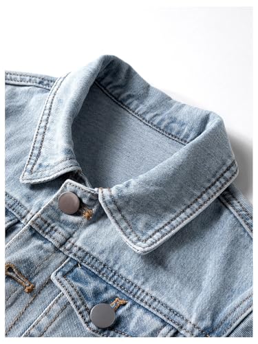 MakeMeChic Baby Boy's Button Down Denim Jacket Long Sleeve Drop Shoulder Coat Streetwear4