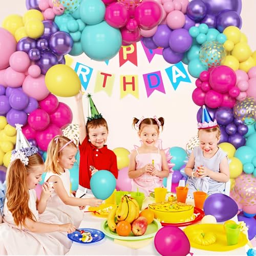 Image of Amandir 153pcs Purple Blue Pink Balloon Garland Arch Kit Different Sizes