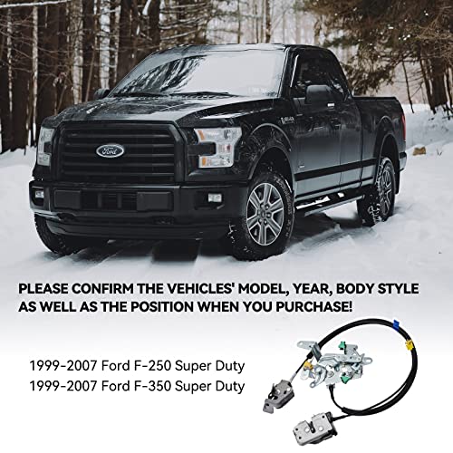 Image of SYERAL Door Lock Latch & Cable Driver Side Rear Left 6C3Z-28264A01-A Compatible with 1999-2007 F-250 F-350 Super Duty Upper and Lower Latches Assembly