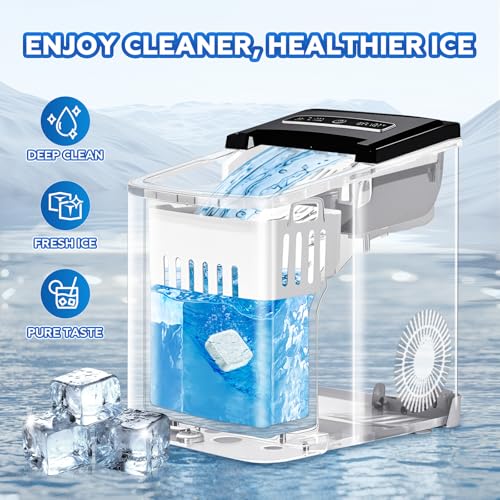 Image of Bellaluce Ice Machine Cleaner Tablets Descaler (32 Pack) - Nickel-Safe Countertop Portable Commercial Ice Maker Cleaning - Remove Hard Water Buildup, Odor-Free, Crystal Clear Ice