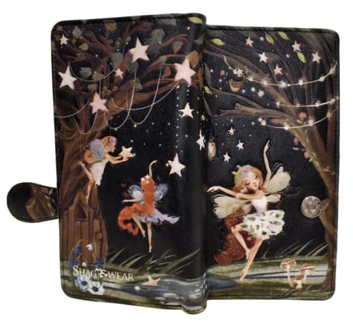 Shag Wear Fairy Forest Large Whimsical Wallet for Women and Teen Girls Vegan Faux Leather 7" Black3