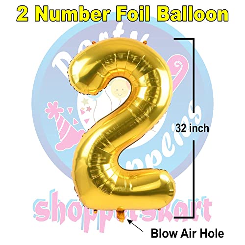 Image of Golden 32 Inches 2 Numbers Shape Large Big Foil Helium Balloons For Party Decorations In Happy Birthday Anniversary Office Items Materials Set Pack, Pack Of 1
