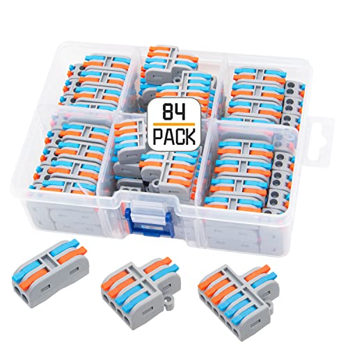 XALXMAW Lot de 84 connecteurs de fils à levier, 2 conducteurs compacts pour connexion rapide, 28-12 AWG (SPL-84 pièces)