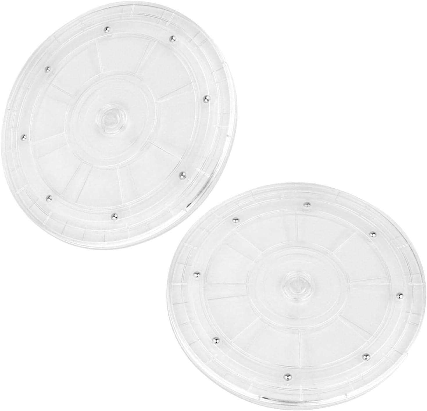 2pcs 9-inch Acrylic Rotating Turntable Organizer Set with 360° Swivel Table Bearing, Round Lazy Susan Storage Tray for Kitchen Cabinet and Dining Table Display