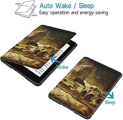 Colorful Star Slimshell Case for 6" Kindle Paperwhite 10th Gen 2018 Release PU Leather Covers and Cases for Kindle Paperwhite 4 - Scotland Castle