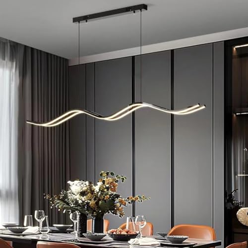Lampe suspendue pour salle à manger LED télécommandable noire