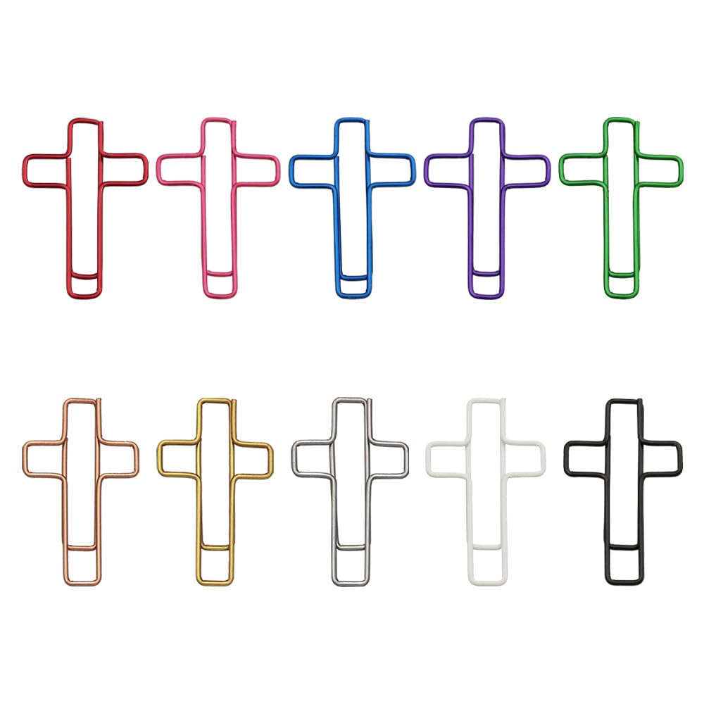 OWLFAVO 120pcs Cross Shape Paper Clips with Storage Box, 10 Colors, Funny Cute Paperclips Bookmarks Planner Clips for Fun Office Supplies School Gifts