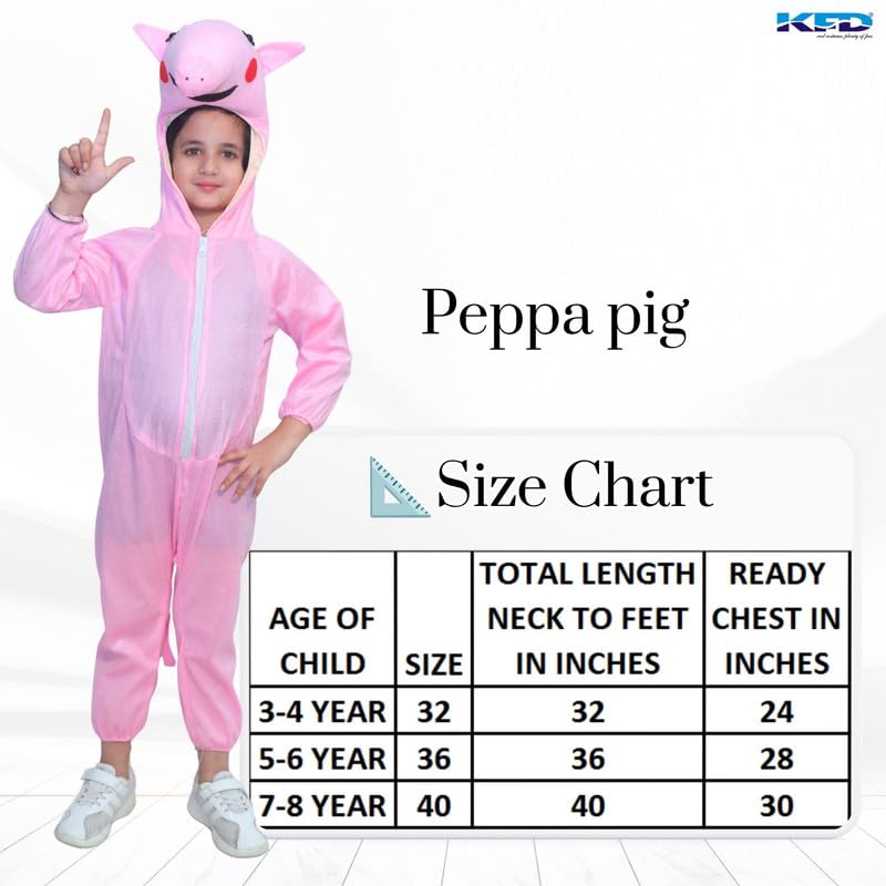 Image of Kaku Fancy Dresses Cartoon Character Pig Fancy Dress Costume for Kids | Animal Jumpsuit with Hood |Pink Theme Outfit for School Functions, Birthday Parties & Stage Performances -3 To 4 Y