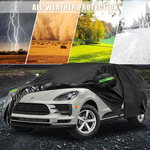Image of Waterproof Car Cover Replacement for 2014-2025 Porsche Macan, 6 Layers All Weather Full Car Covers with Zipper Door & Windproof Bands for Snow Rain Dust Hail Protection