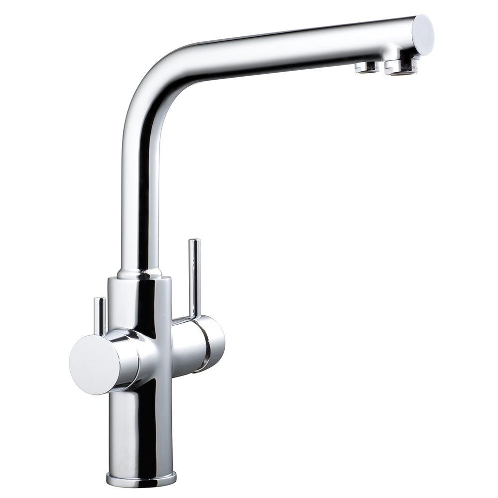 Clever 97806 Grifo de Cocina Monomando Agua Tratada Caiman, 2 Salidas, Cromado
