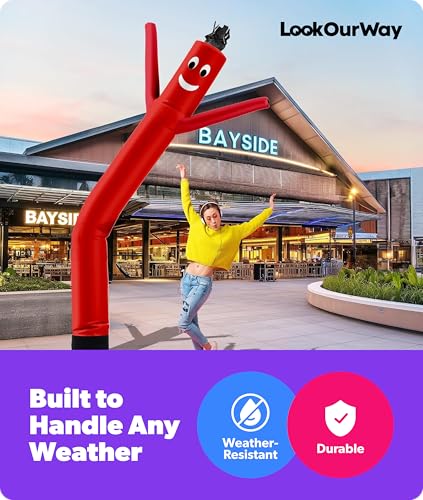 Image of LookOurWay Air Dancers Inflatable Tube Man Attachment - 10 Feet Tall Wacky Waving Inflatable Dancing Tube Guy for Business Promotion - Blower Not Included - Red