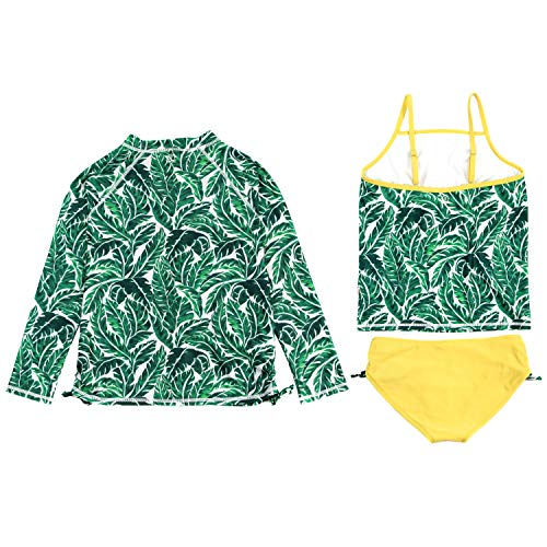 SwimZip Girls' UPF 50+ 3-Piece Long Sleeve Rash Guard, Tankini, & Bikini Bottoms2