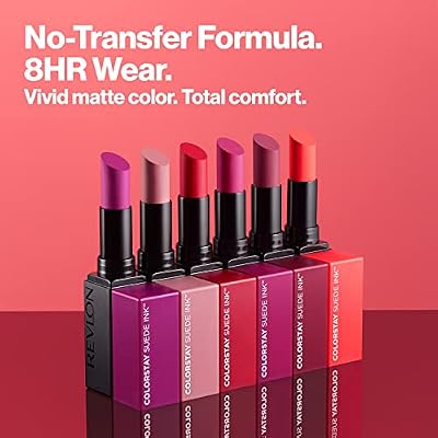 Revlon Lipstick, ColorStay Suede Ink, Built-in Primer, Infused with Vitamin E, Waterproof, Smudge-proof, Matte Color, 003 Want It All, 0.09 oz