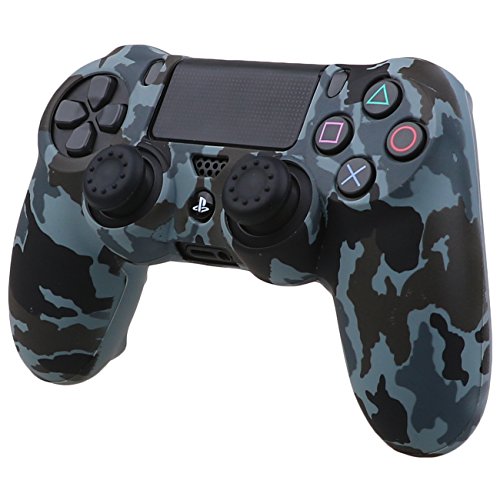 Pandaren® siliconas cubierta piel caso antideslizante Transferencia de agua personalizar camuflaje cover case para Mando PS4 x1 (nieve) + asideros thumb grips x 2 Cover