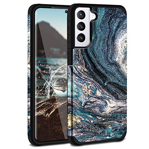 Galaxy S21 Case, Samsung Galaxy S21 Case,Casewind Marble 2 in 1 Hard PC Soft Silicone Hybrid Shockproof Anti-Scratch TPU Rugged Bumper Protective Phone Cover Case for Samsung Galaxy S21 5G, Navy Blue