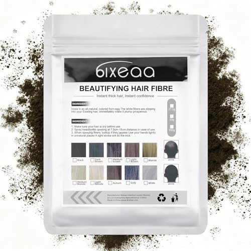 AOOHA Fibras Capilares Marrón Oscuro Pack de Recarga,50g Fibra Cabello Para Pérdida de Cabello 100% Natural,Disimular Calvicie y Alopecia al Instante,para Hombres y Mujeres,50g