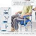 Shower Chair with Wheels Folding Armrests Can Be Upturned Rolling Shower Wheelchair Bedside Commode Chair Toilet with Detachable Bucket for Seniors and Disabled, Weight Capacity 330lbs (Blue)