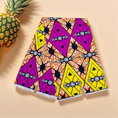 Tissu africain imprimé géométrique polyester ciré 2,9m pour patchwork et coussins - 3