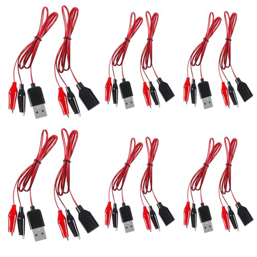 Image of 12PCS Alligator Clip to USB Male Female USB to Alligator Clip Adapter Adapter Cable Alligator Clip to USB for Electrical Testing(6 Male +6 Female)